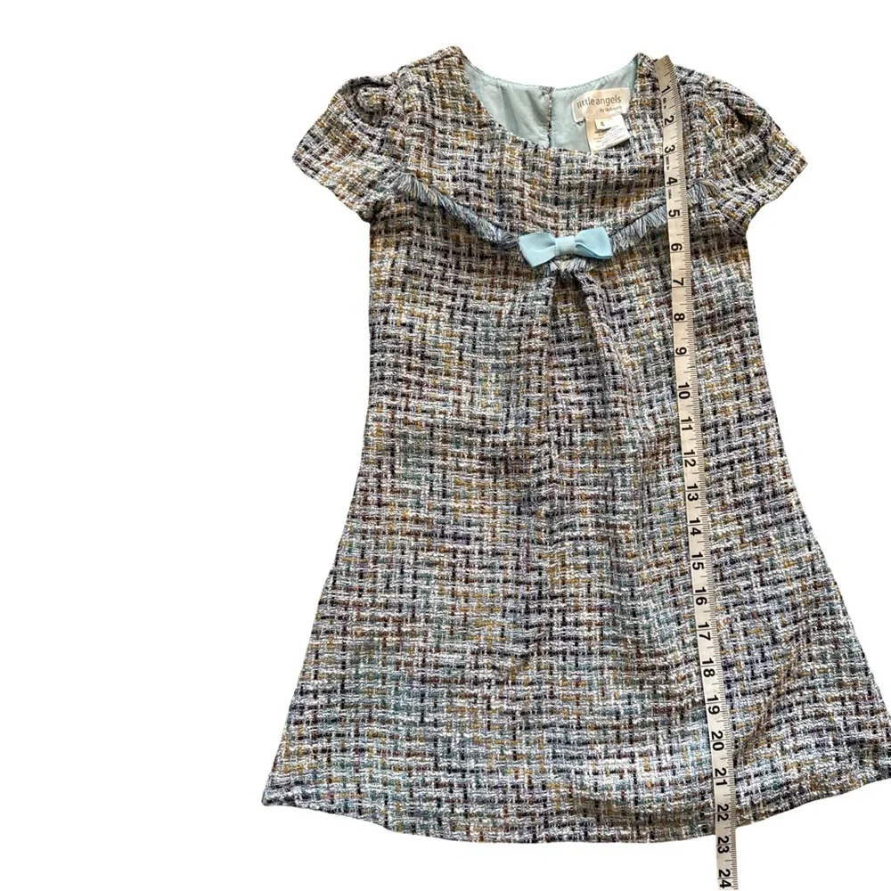 Little Angels Blue Bouclé Tweed Party Dress Girls Size 4‎